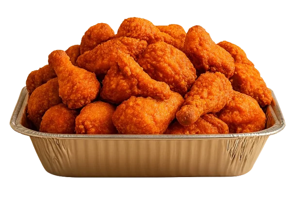 spicy fried chicken in aluminum tray optimized