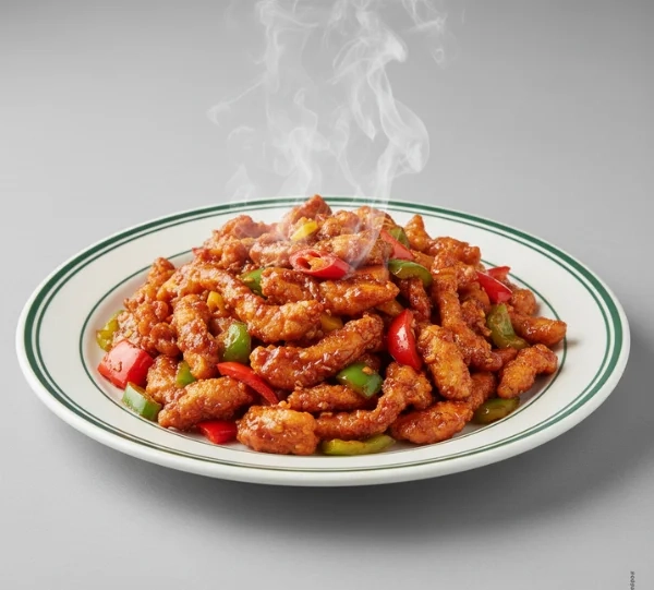 rjay’s stir-fried chicken strips with chilis and bell peppers